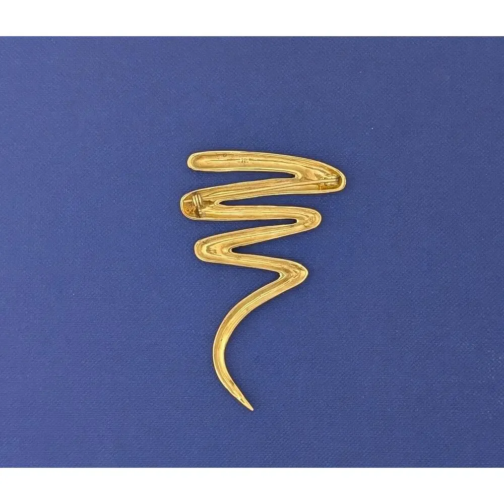 18kt Yellow Gold Zig Zag Squiggle Pin/Brooch - 16.0g